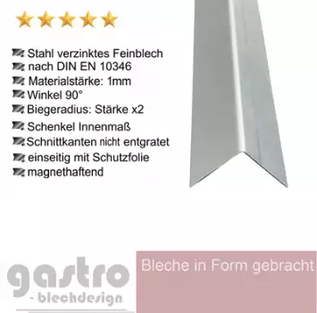 Winkel aus Stahl Feinblech verzinkt , 1,0 mm stark